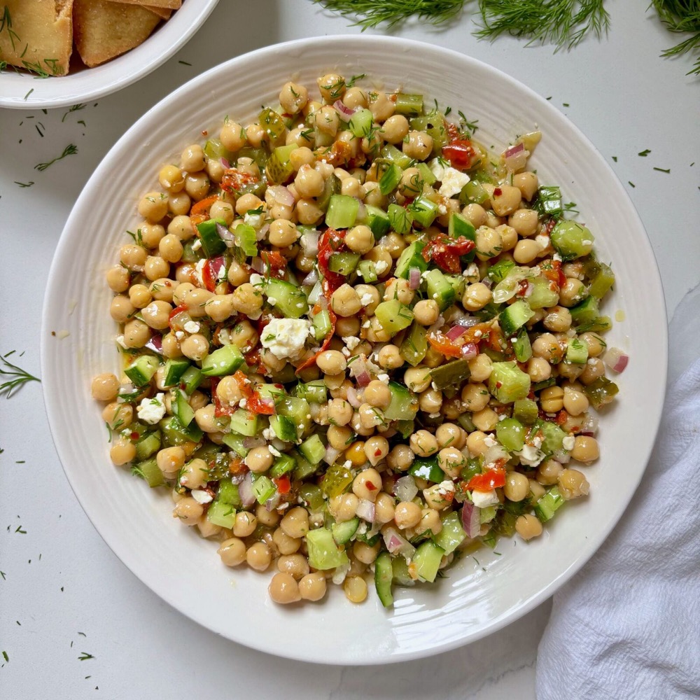 Spicy Dill Pickle Marinated Chickpea Jars